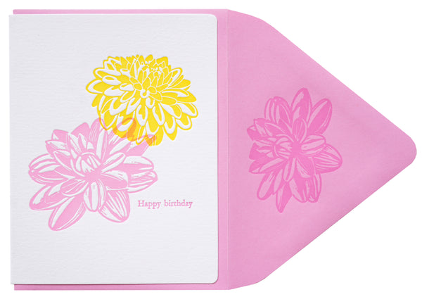 Dahlia birthday pink+yellow w/s