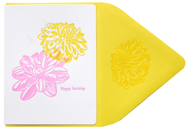 Dahlia birthday pink+yellow w/s