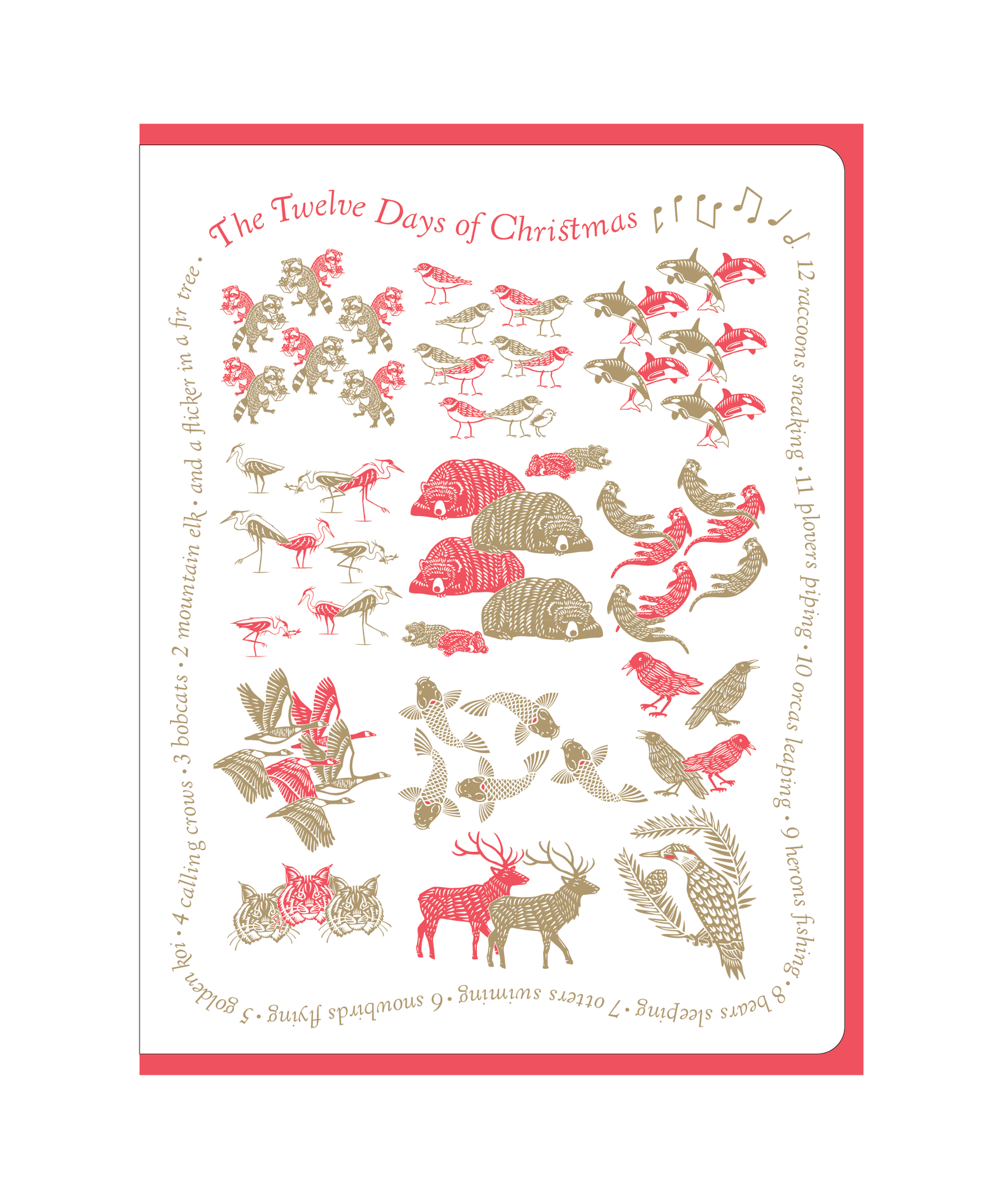 12 Days of Christmas (all animals on one card)