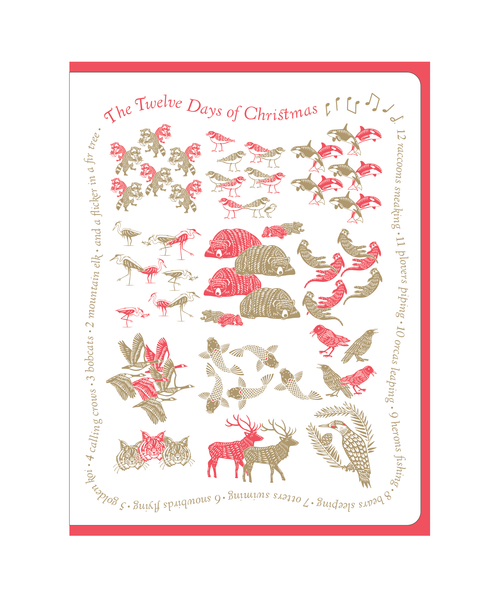 12 Days of Christmas (all animals on one card)