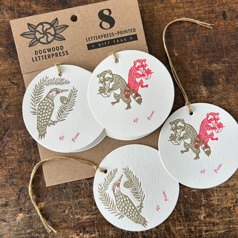 Holiday Flicker and Raccoon gift tags w/s
