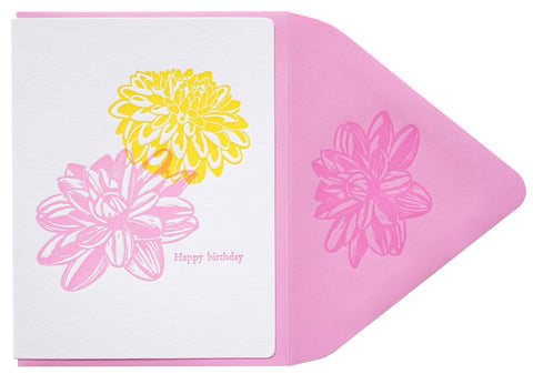 Dahlia birthday pink+yellow w/s